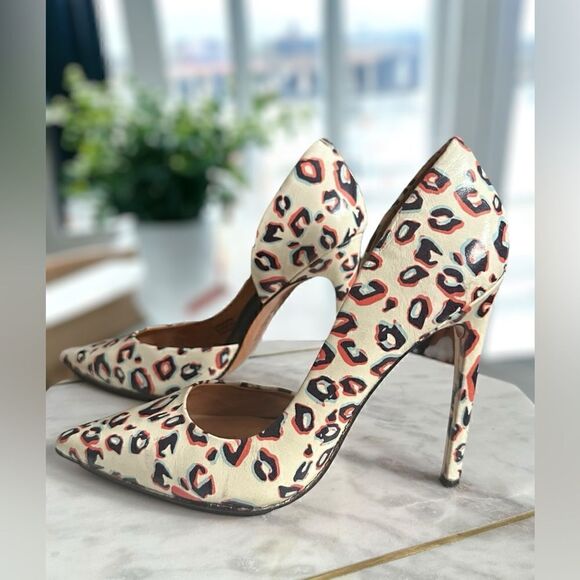 L.A.M.B. Camryn II Leopard Print platform D' Orsay Pumps Size 8 - Picture 5 of 14